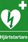 A green sign with white heart and lightning bolt

Description automatically generated